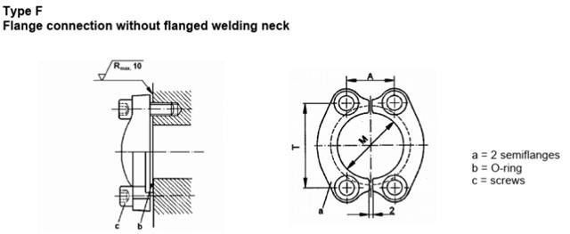 SAE Flange Coupling type F connection without flanged welding neck