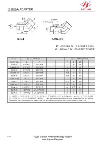 E45 JIC مرد NPT خواتین رابط۔